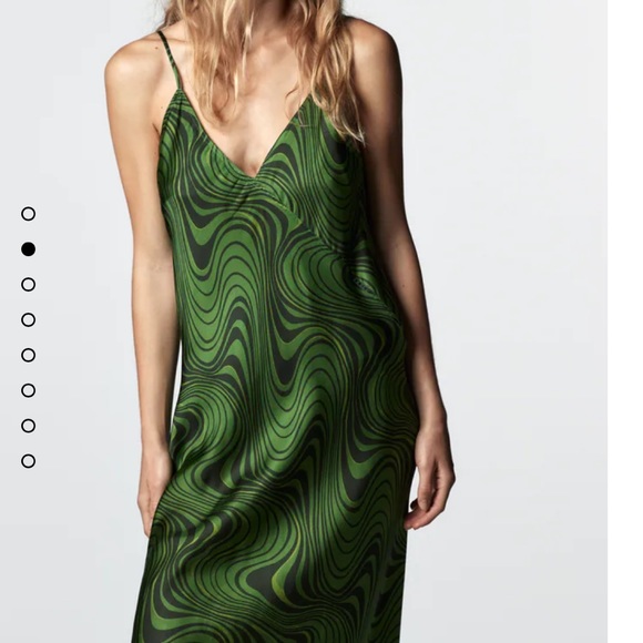 NEW Zara printed the Lara dress green midi XL womens - Picture 2 of 12